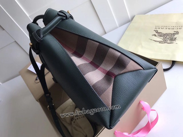 Burberry專門店新款中號綠色托特包 巴寶莉粒面小牛皮女士手提肩背包 yxb1011